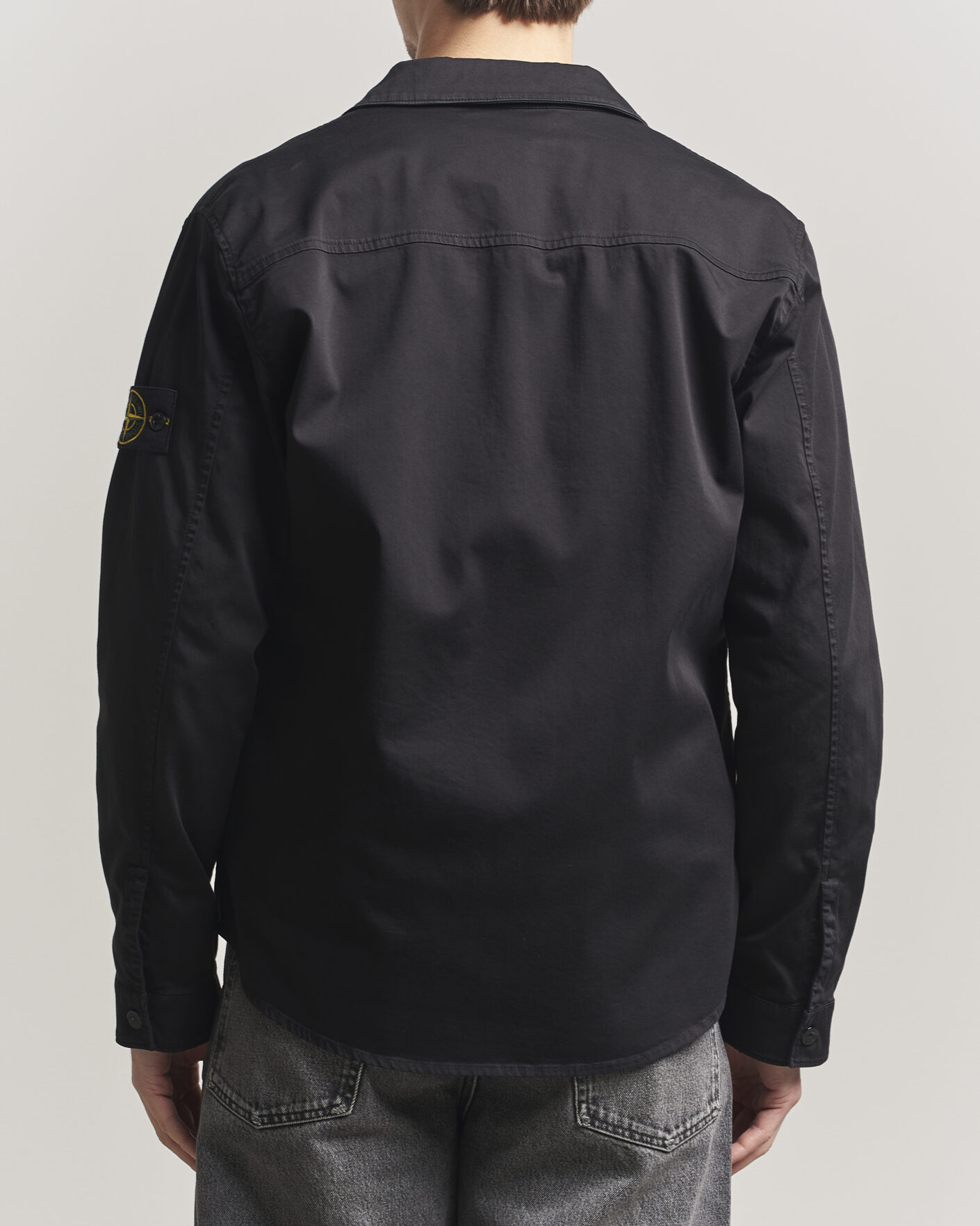 Herre | Skjorter | Stone Island | Cotton Stretch Zip Overshirt Black