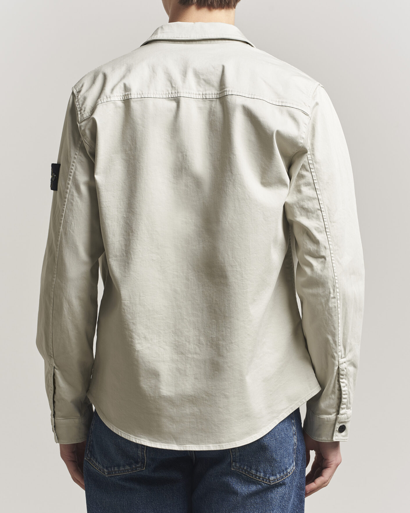Herre | Skjorter | Stone Island | Cotton Stretch Zip Overshirt Pearl Grey
