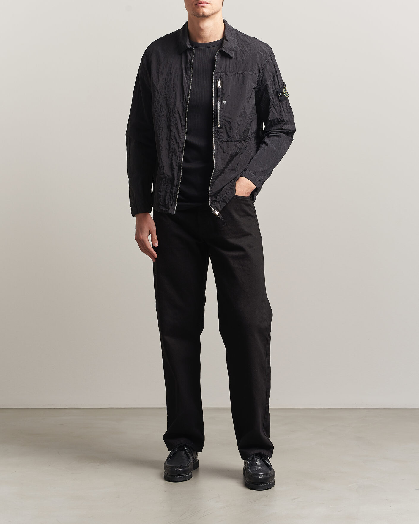 Herre | Skjorter | Stone Island | Nylon Metal Zip Overshirt Black