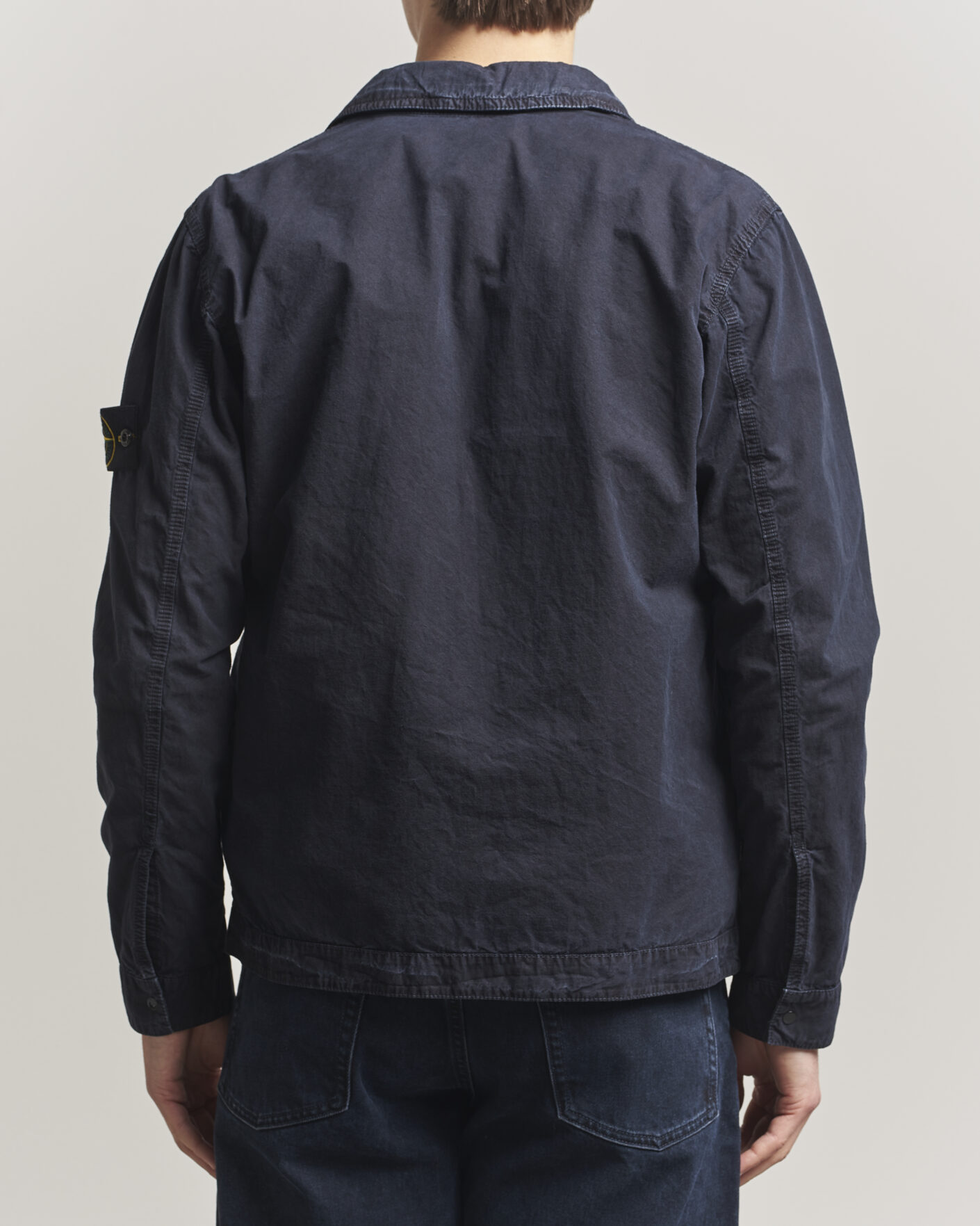 Herre | Skjorter | Stone Island | Brushed Cotton Canvas Zip Overshirt Navy