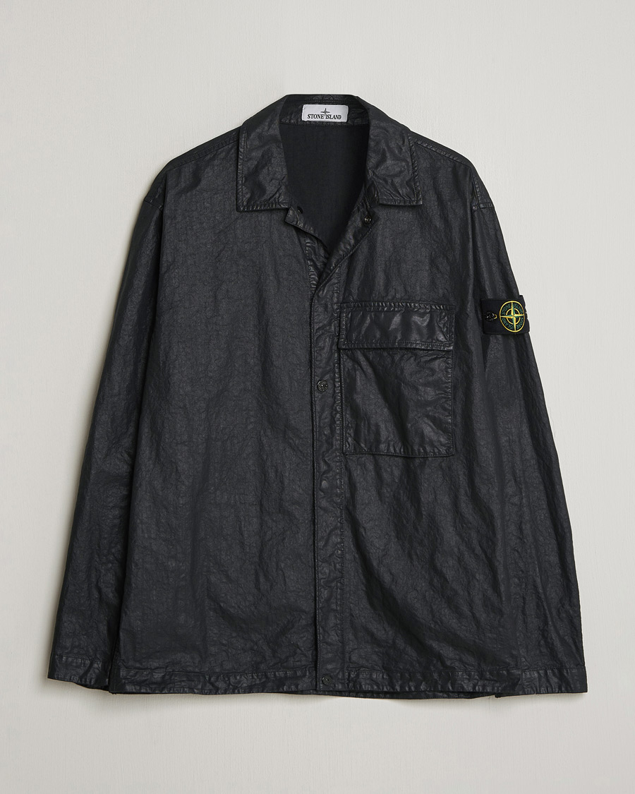 Herre | Skjorter | Stone Island | Garment Dyed Nylon Zip Overshirt Black