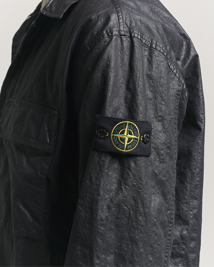 Herre | Skjorter | Stone Island | Garment Dyed Nylon Zip Overshirt Black