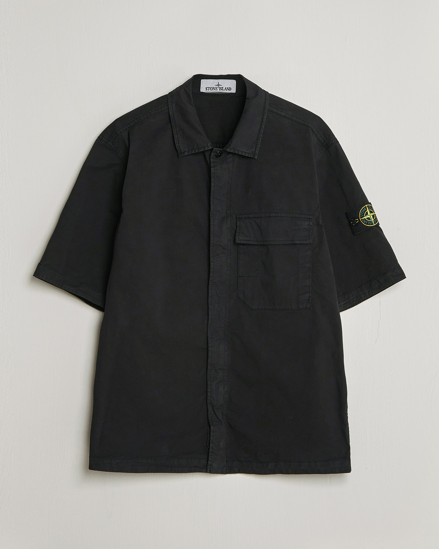Herre | Skjorter | Stone Island | Organic Cotton Twill Short Sleeve Shirt Black