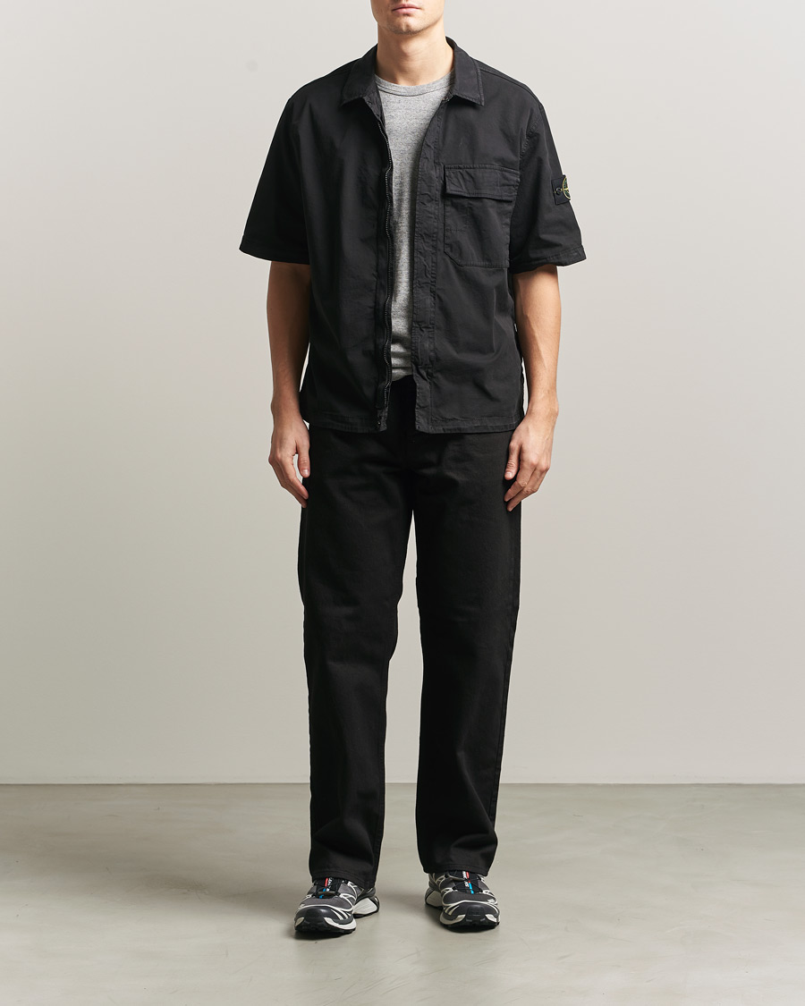 Herre | Skjorter | Stone Island | Organic Cotton Twill Short Sleeve Shirt Black