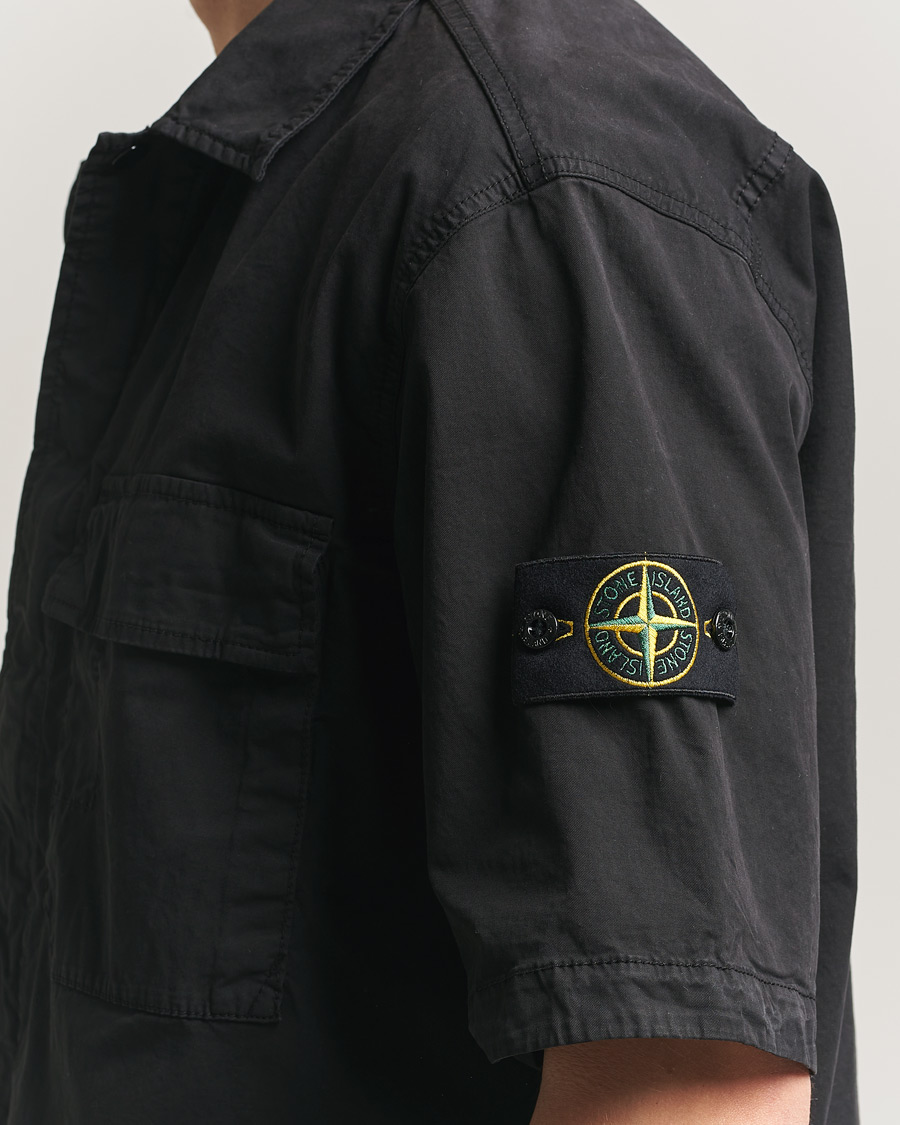 Herre | Skjorter | Stone Island | Organic Cotton Twill Short Sleeve Shirt Black