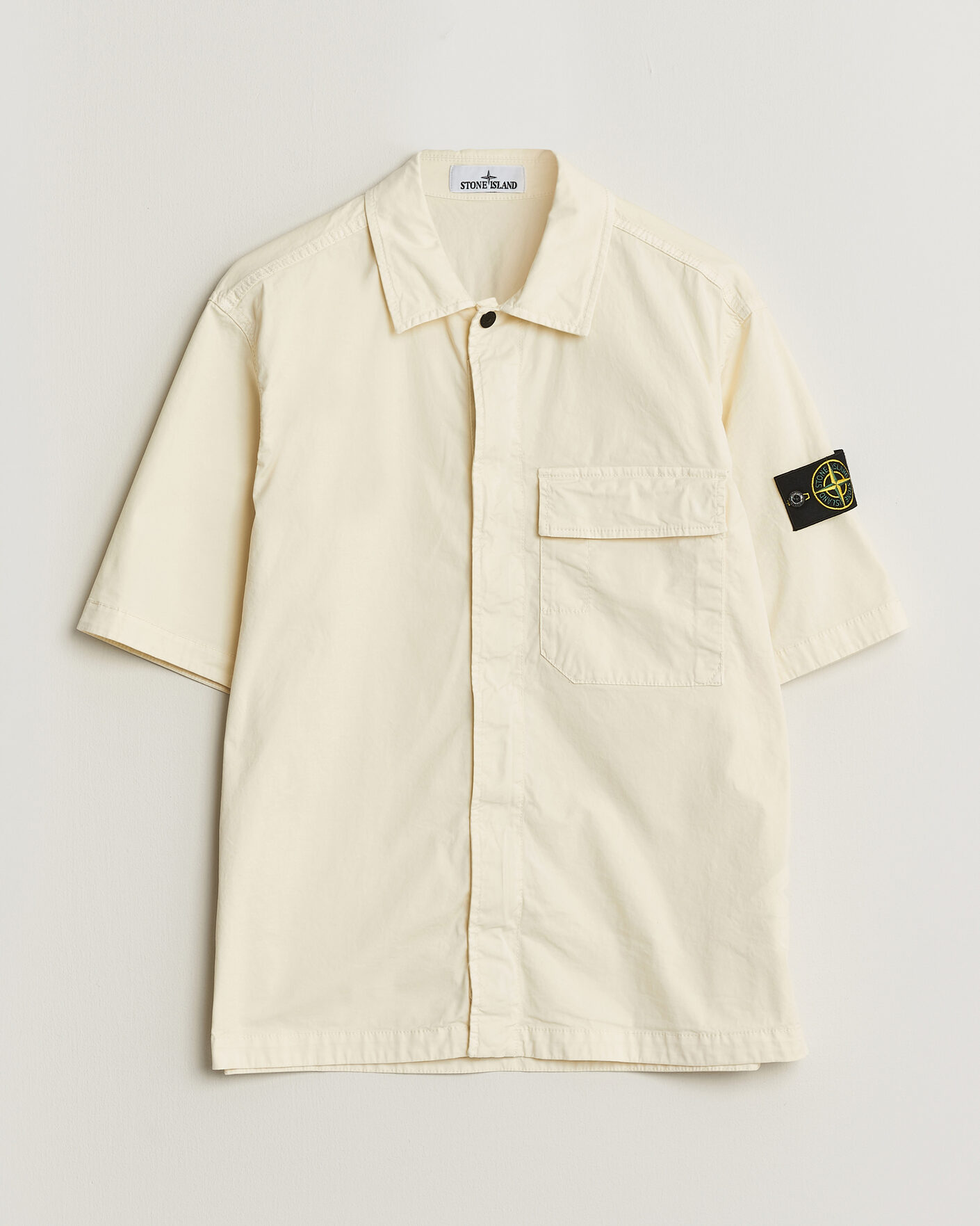 Herre | Skjorter | Stone Island | Organic Cotton Twill Short Sleeve Shirt Ivory