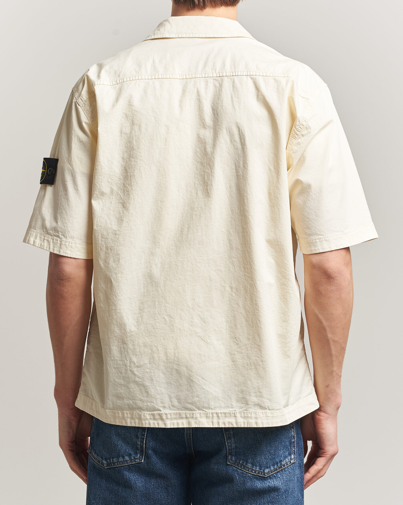 Herre | Skjorter | Stone Island | Organic Cotton Twill Short Sleeve Shirt Ivory