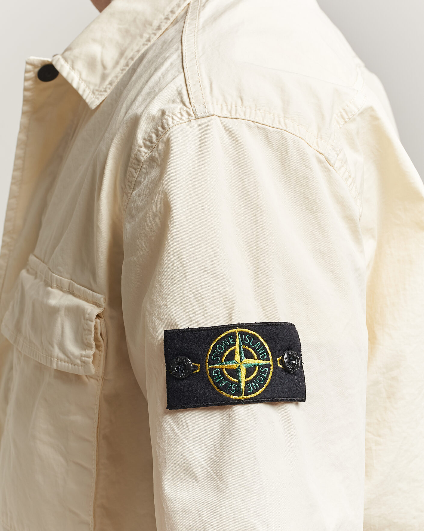 Herre | Skjorter | Stone Island | Organic Cotton Twill Short Sleeve Shirt Ivory