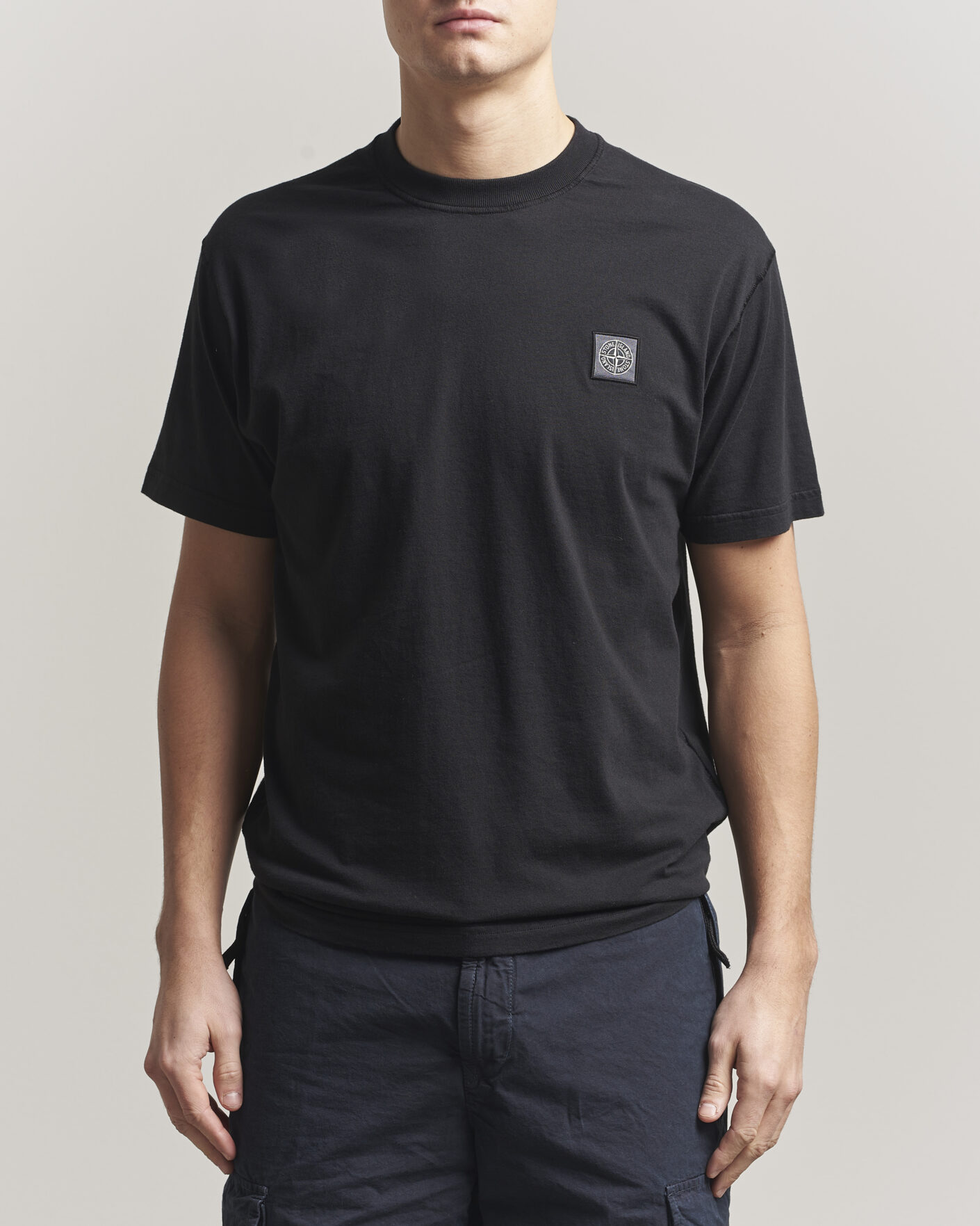 Herre | T-Shirts | Stone Island | Organic Cotton Fissato Effect T-Shirt Black