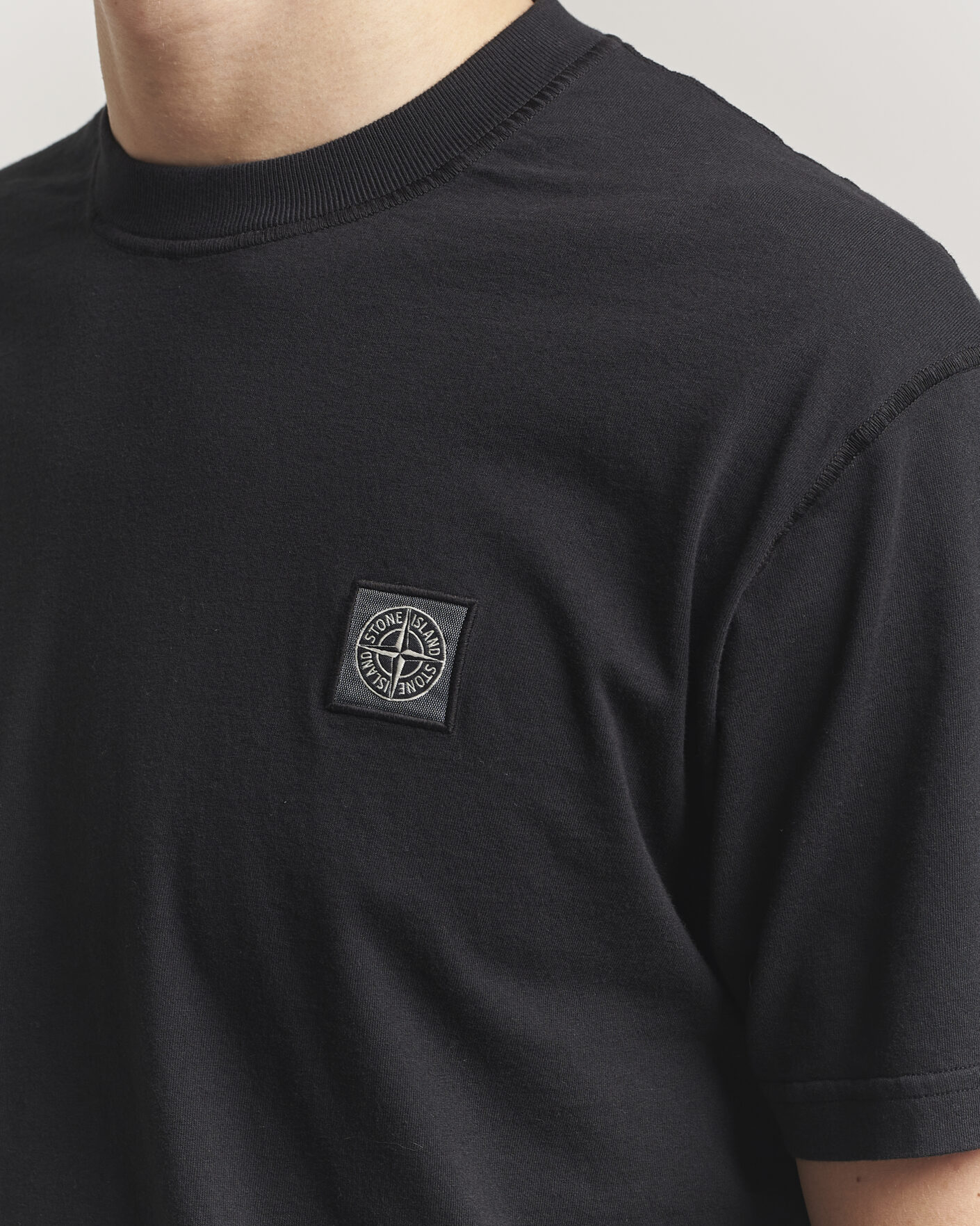 Herre | T-Shirts | Stone Island | Organic Cotton Fissato Effect T-Shirt Black
