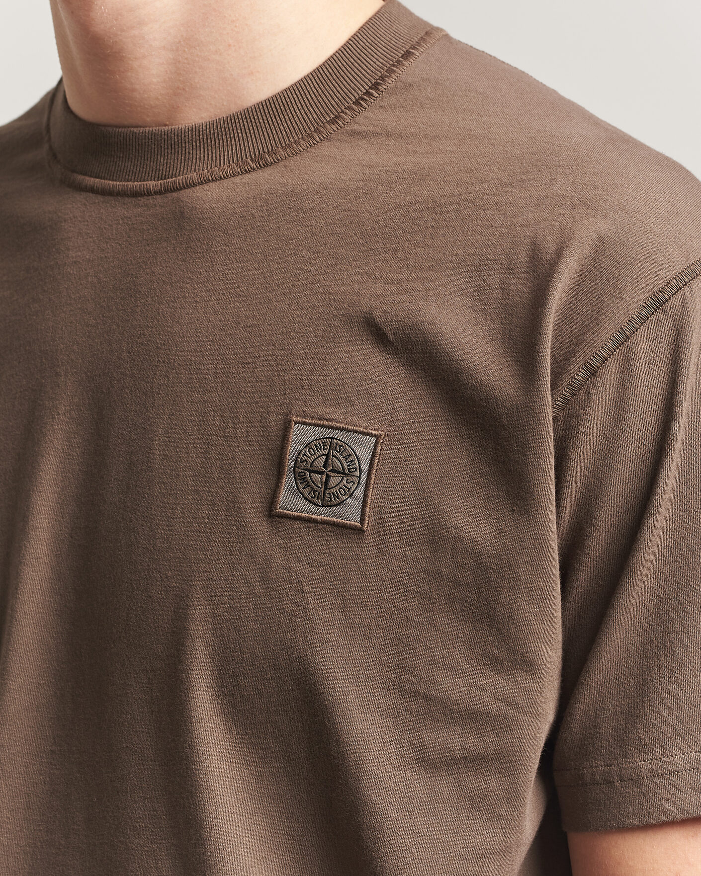 Herre | T-Shirts | Stone Island | Organic Cotton Fissato Effect T-Shirt Umber