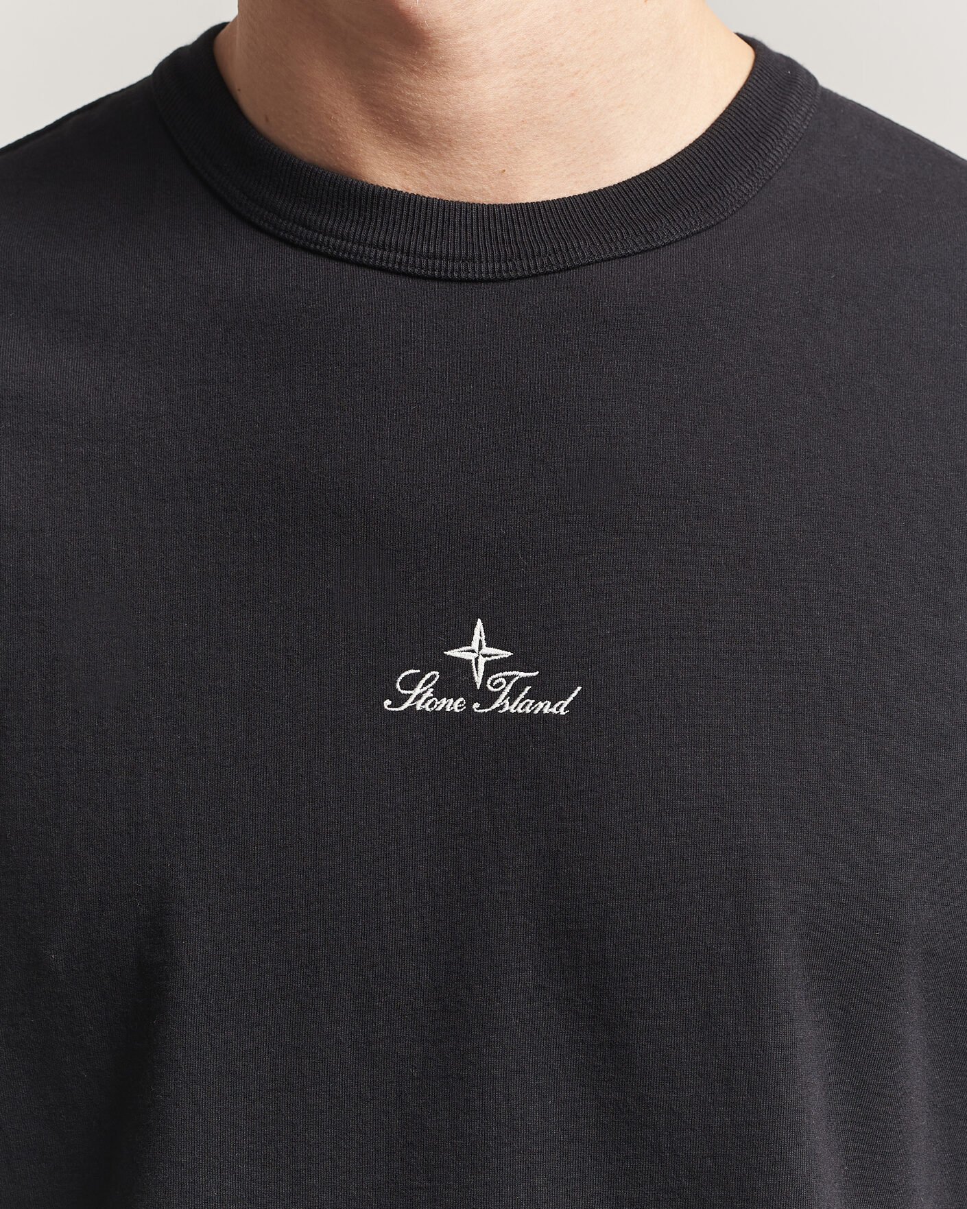 Herre | T-Shirts | Stone Island | Organic Cotton Jersey Long Sleeve Logo T-Shirt Black