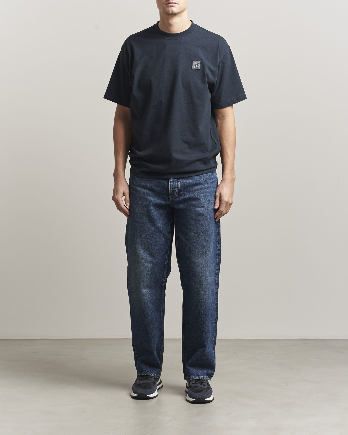 Herre | T-Shirts | Stone Island | Combed Organic Cotton T-Shirt Navy