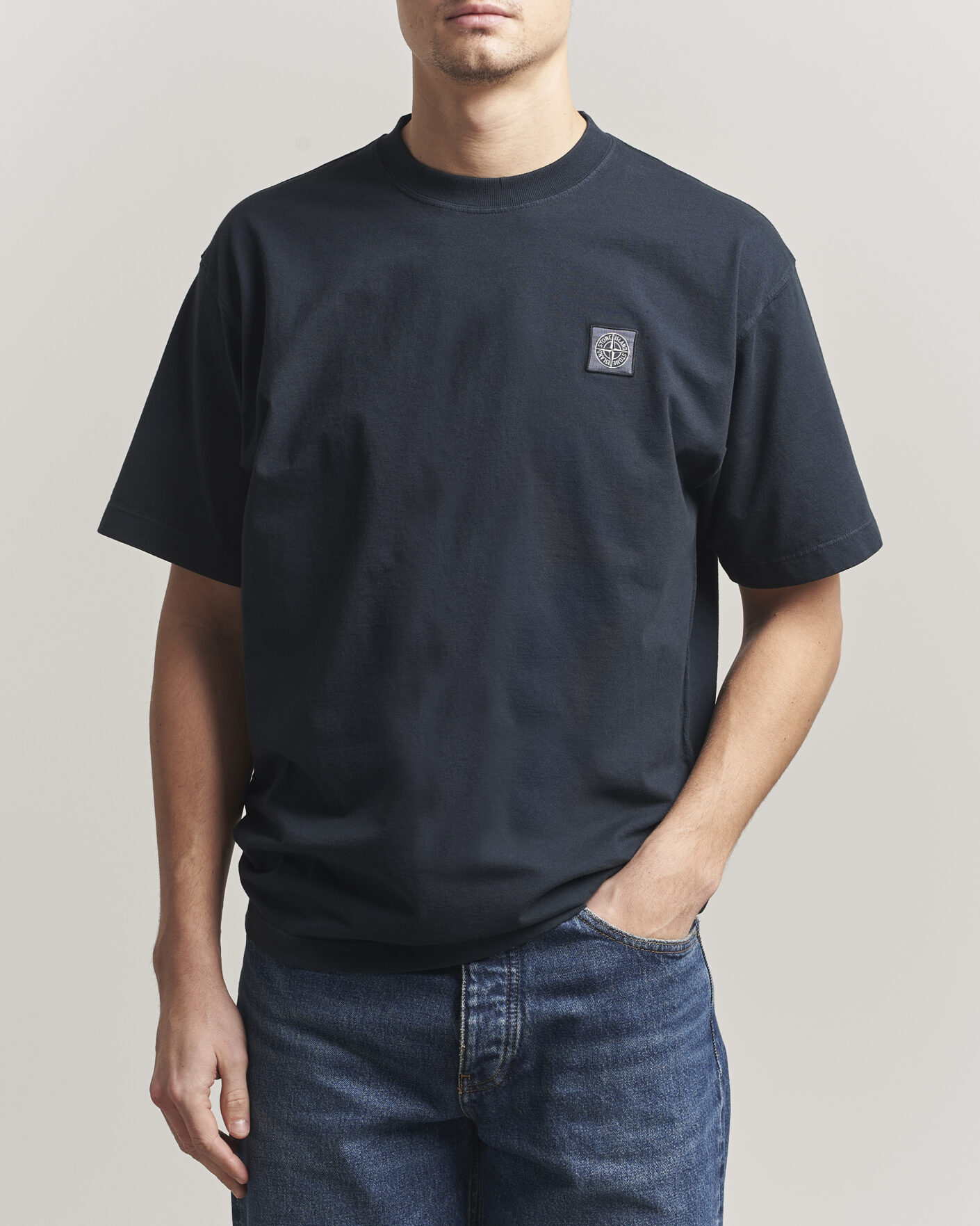 Herre | T-Shirts | Stone Island | Combed Organic Cotton T-Shirt Navy