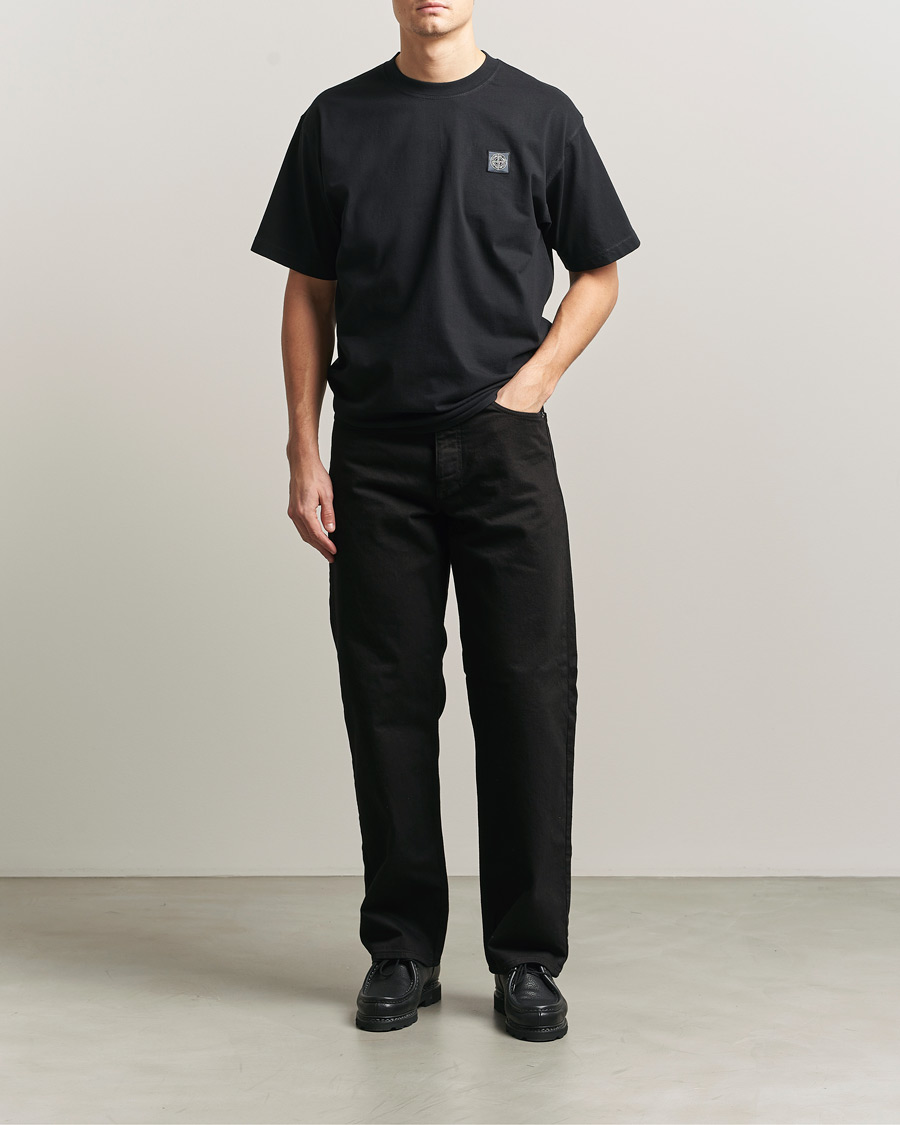 Herre | T-Shirts | Stone Island | Combed Organic Cotton T-Shirt Black