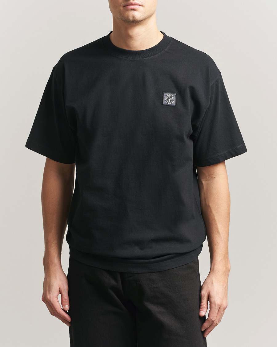 Herre | T-Shirts | Stone Island | Combed Organic Cotton T-Shirt Black