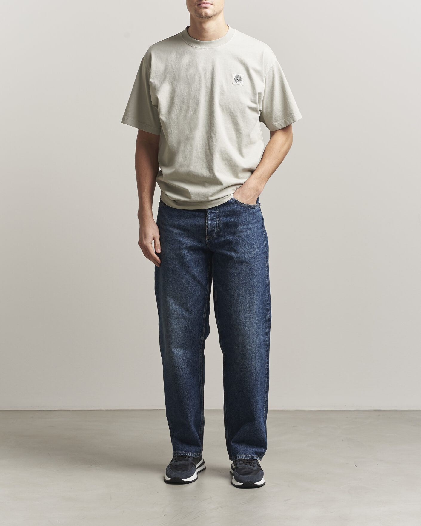 Herre | T-Shirts | Stone Island | Combed Organic Cotton T-Shirt Pearl Grey