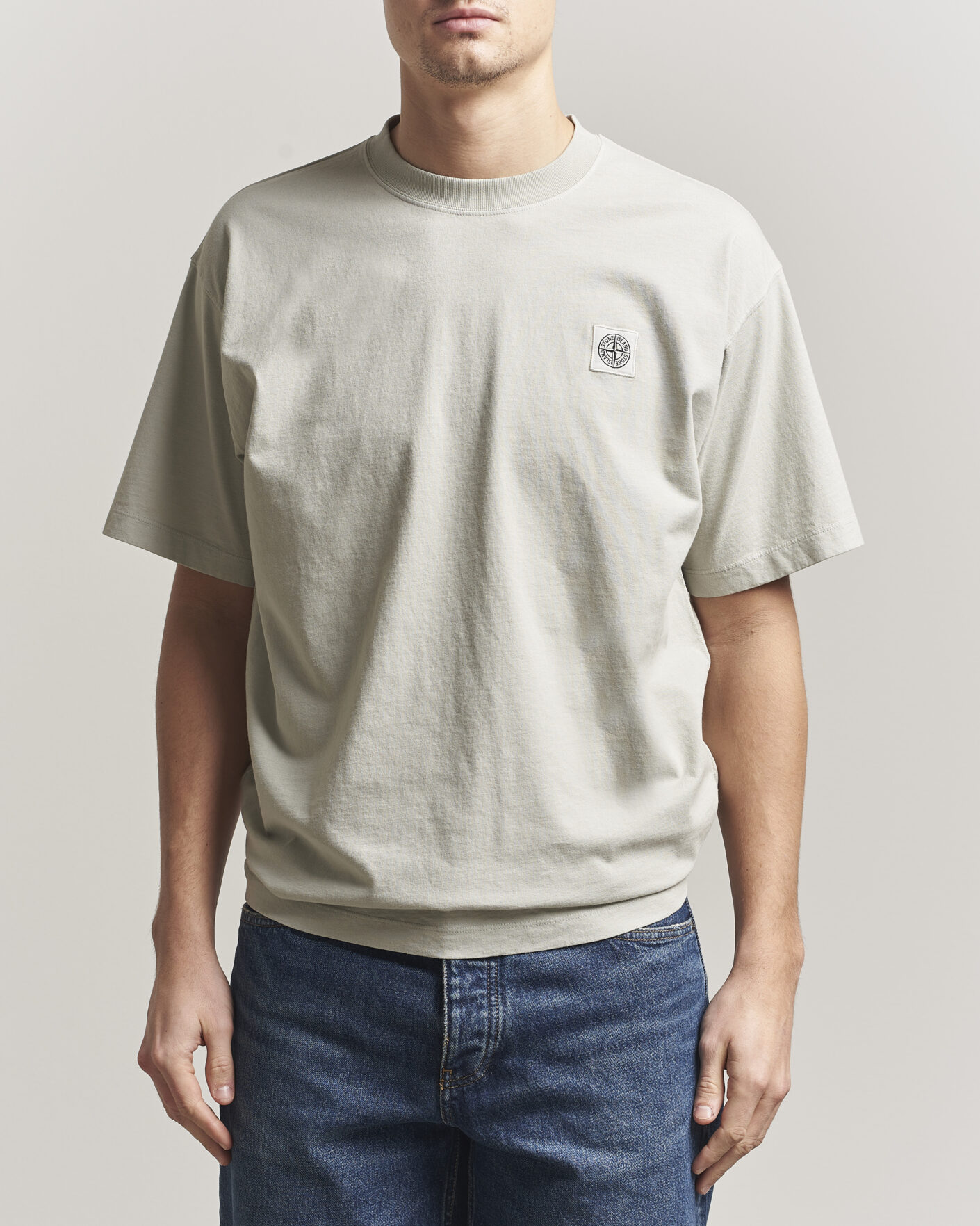 Herre | T-Shirts | Stone Island | Combed Organic Cotton T-Shirt Pearl Grey
