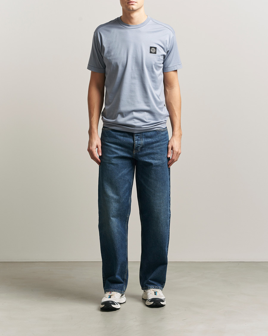 Herre | T-Shirts | Stone Island | Garment Dyed Cotton Jersey T-Shirt Dark Blue