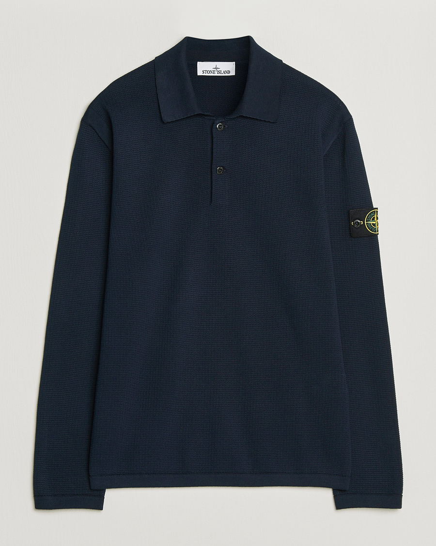 Herre | Gensere | Stone Island | Micro Stitch Knitted Cotton Polo Navy