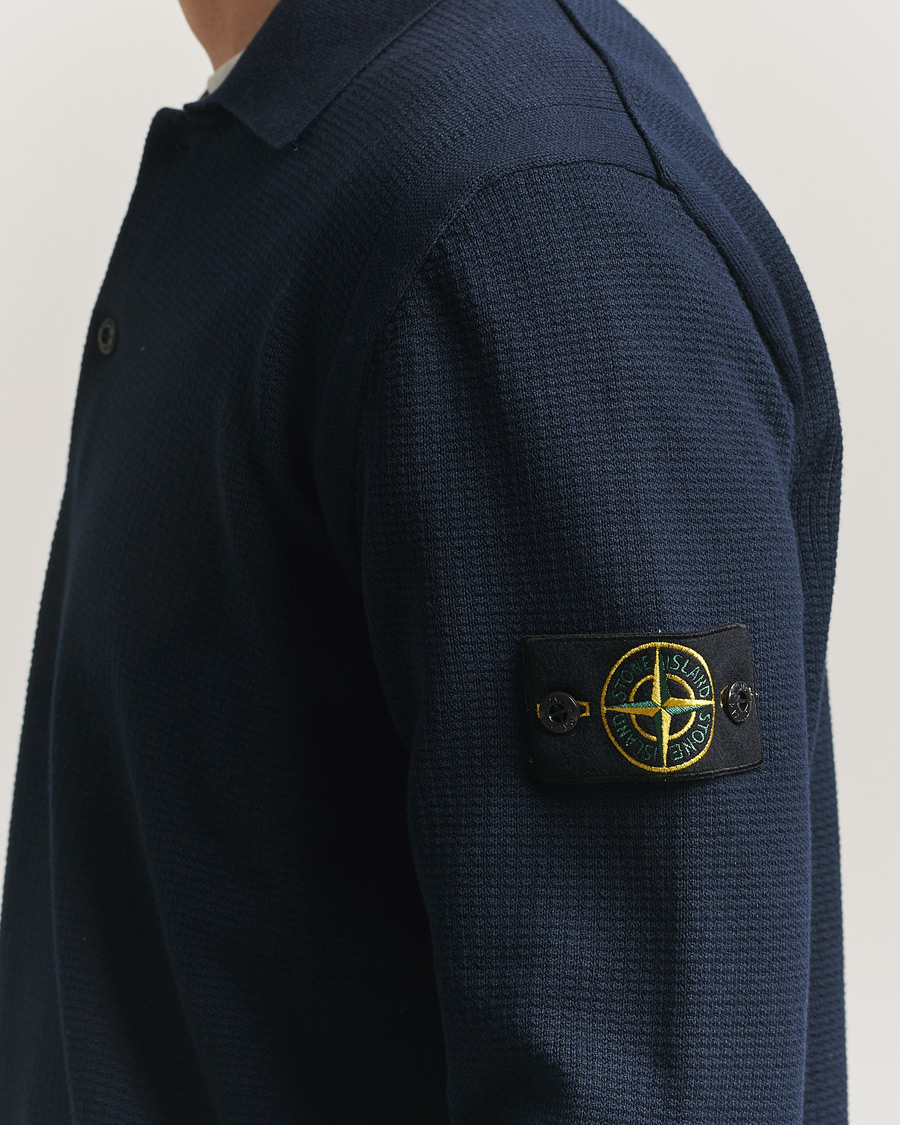 Herre | Gensere | Stone Island | Micro Stitch Knitted Cotton Polo Navy