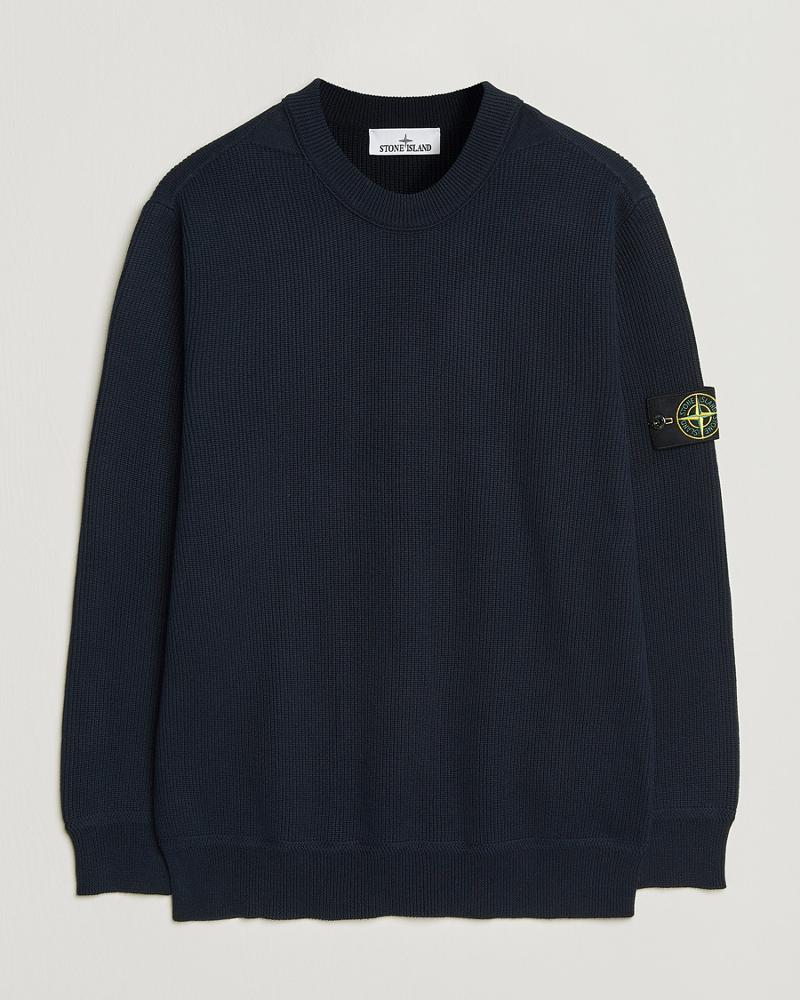 Herre | Gensere | Stone Island | Ribbed Soft Organic Cotton Crewneck Navy