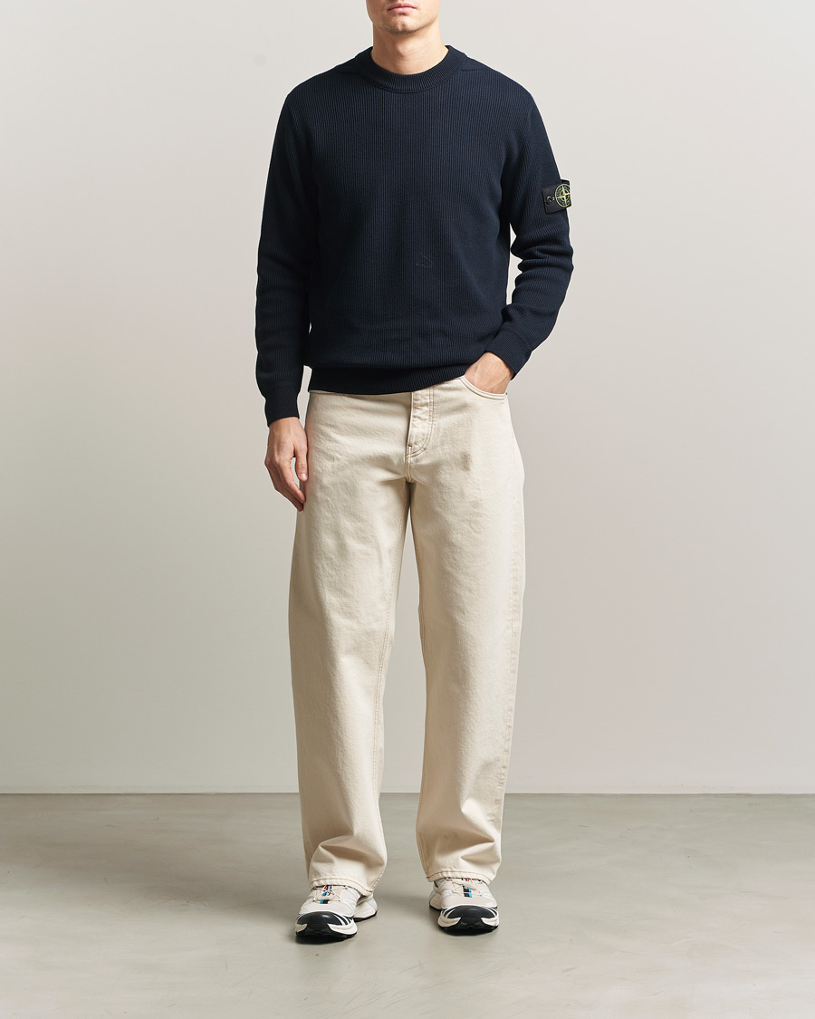Herre | Gensere | Stone Island | Ribbed Soft Organic Cotton Crewneck Navy