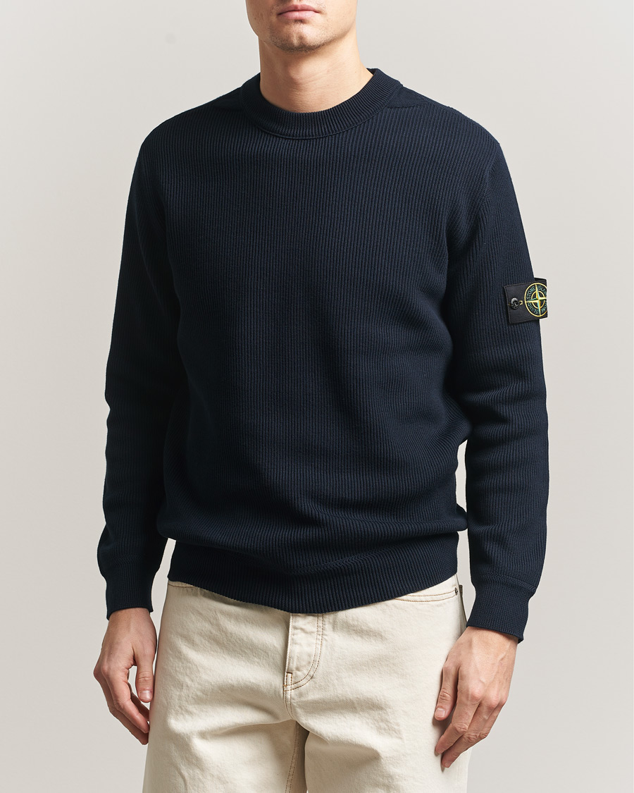 Herre | Gensere | Stone Island | Ribbed Soft Organic Cotton Crewneck Navy