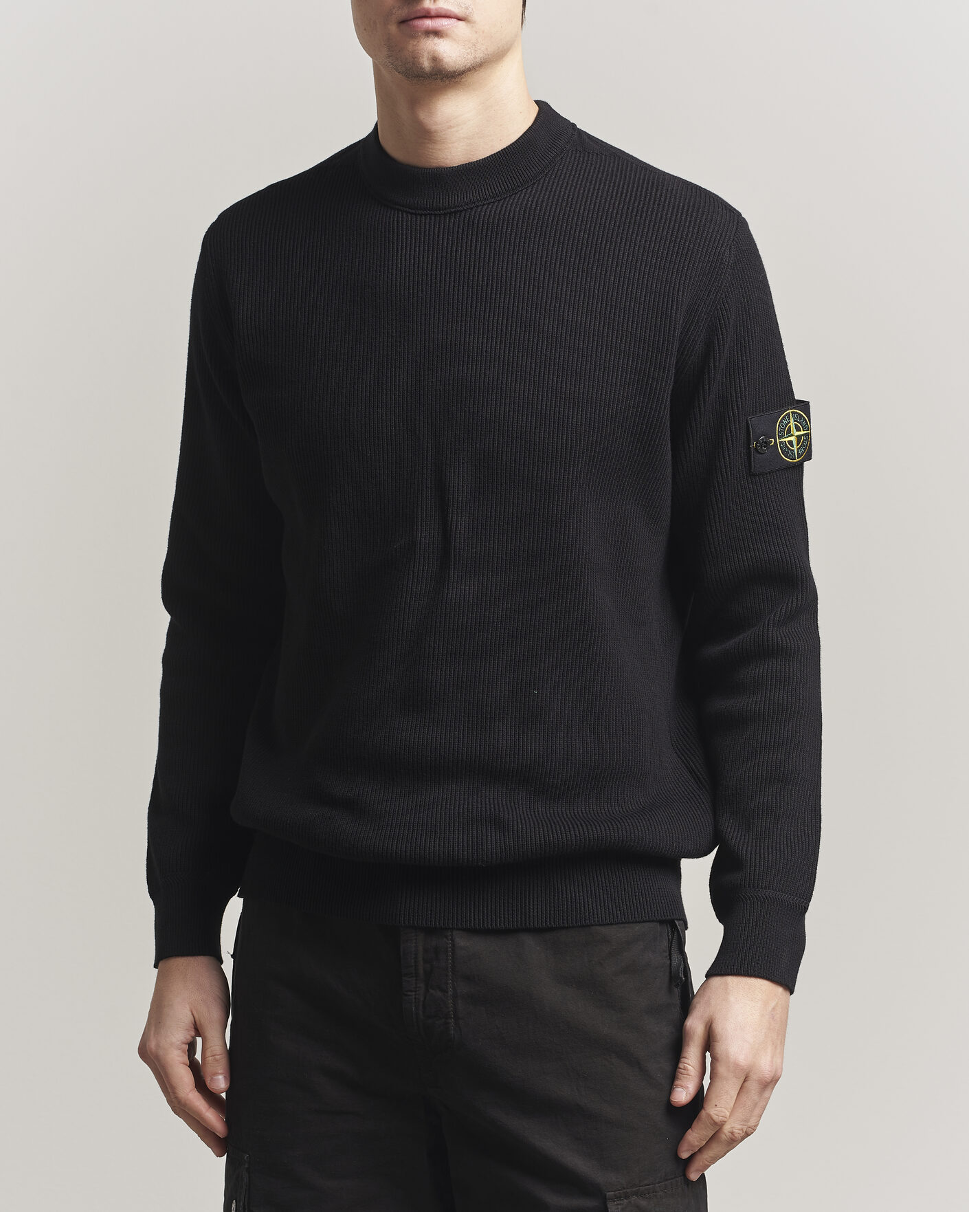 Herre | Gensere | Stone Island | Ribbed Soft Organic Cotton Crewneck Black