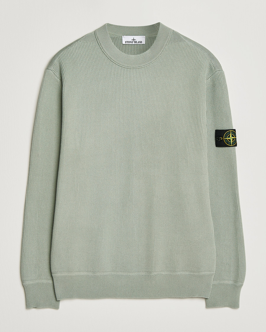 Herre | Gensere | Stone Island | Ribbed Soft Organic Cotton Crewneck Sage