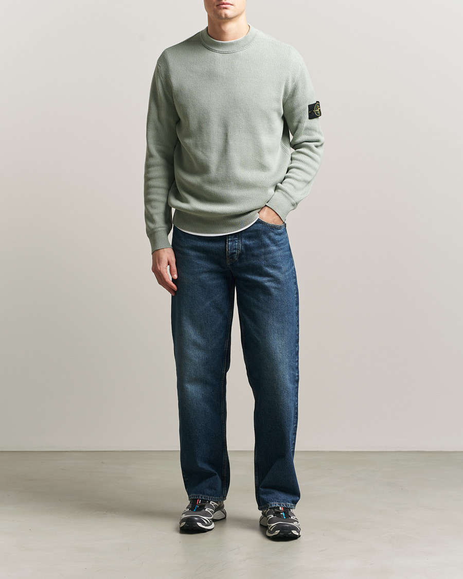 Herre | Gensere | Stone Island | Ribbed Soft Organic Cotton Crewneck Sage