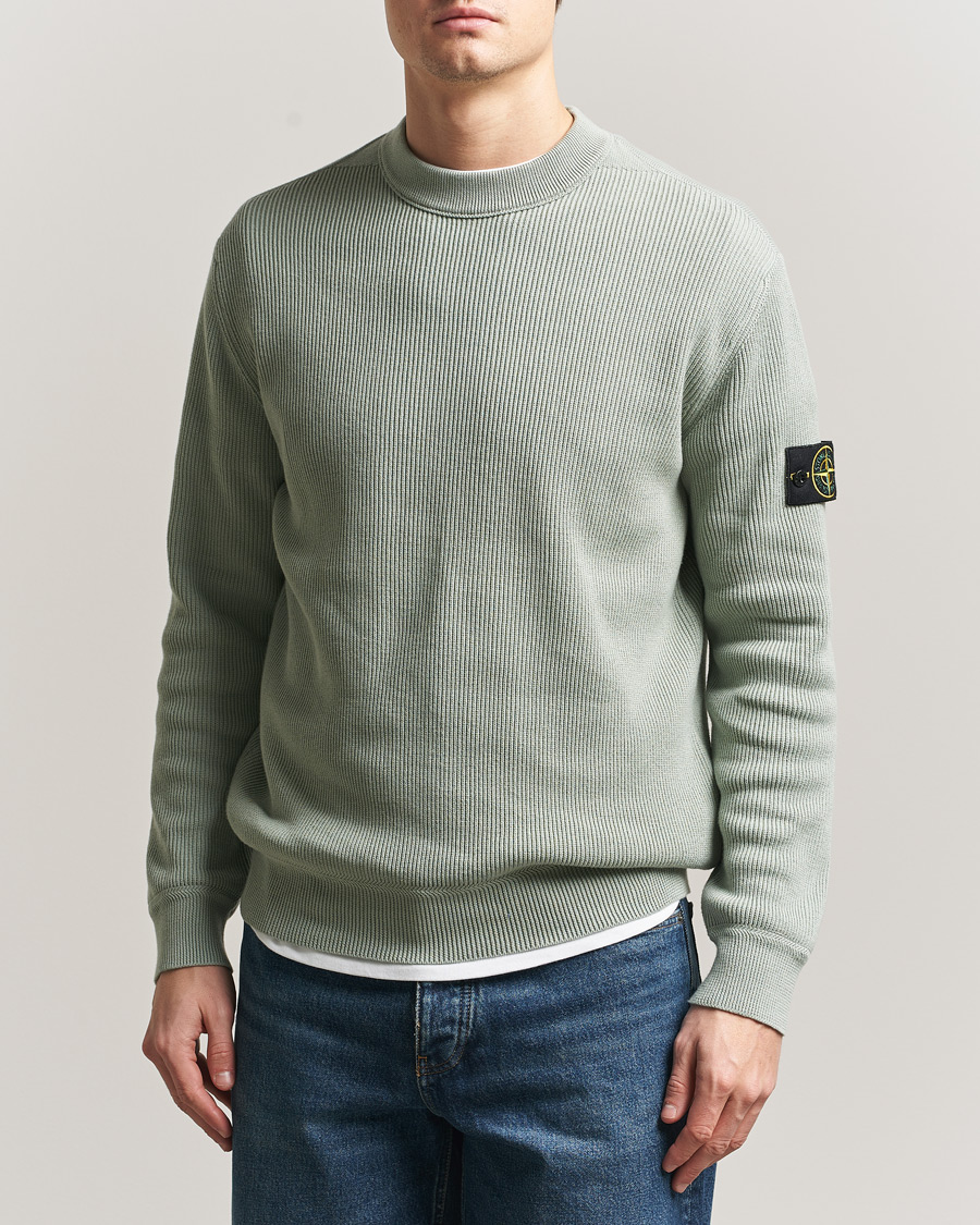 Herre | Gensere | Stone Island | Ribbed Soft Organic Cotton Crewneck Sage