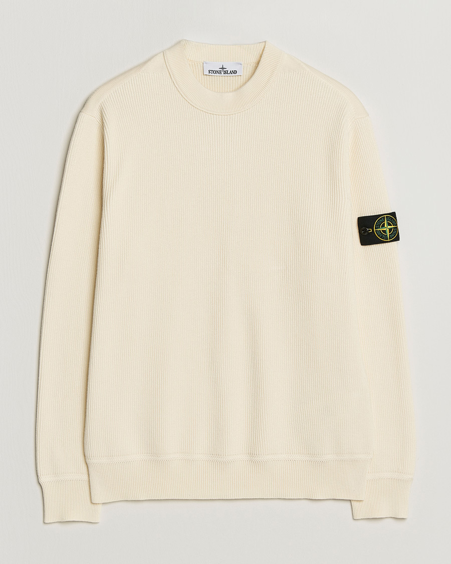 Herre | Gensere | Stone Island | Ribbed Soft Organic Cotton Crewneck Ivory
