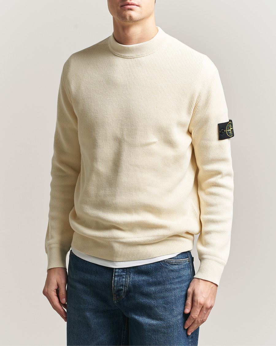 Herre | Gensere | Stone Island | Ribbed Soft Organic Cotton Crewneck Ivory