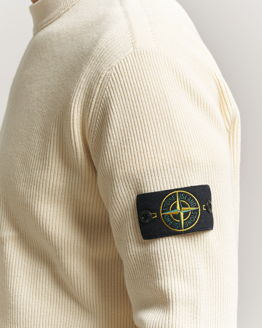 Herre | Gensere | Stone Island | Ribbed Soft Organic Cotton Crewneck Ivory