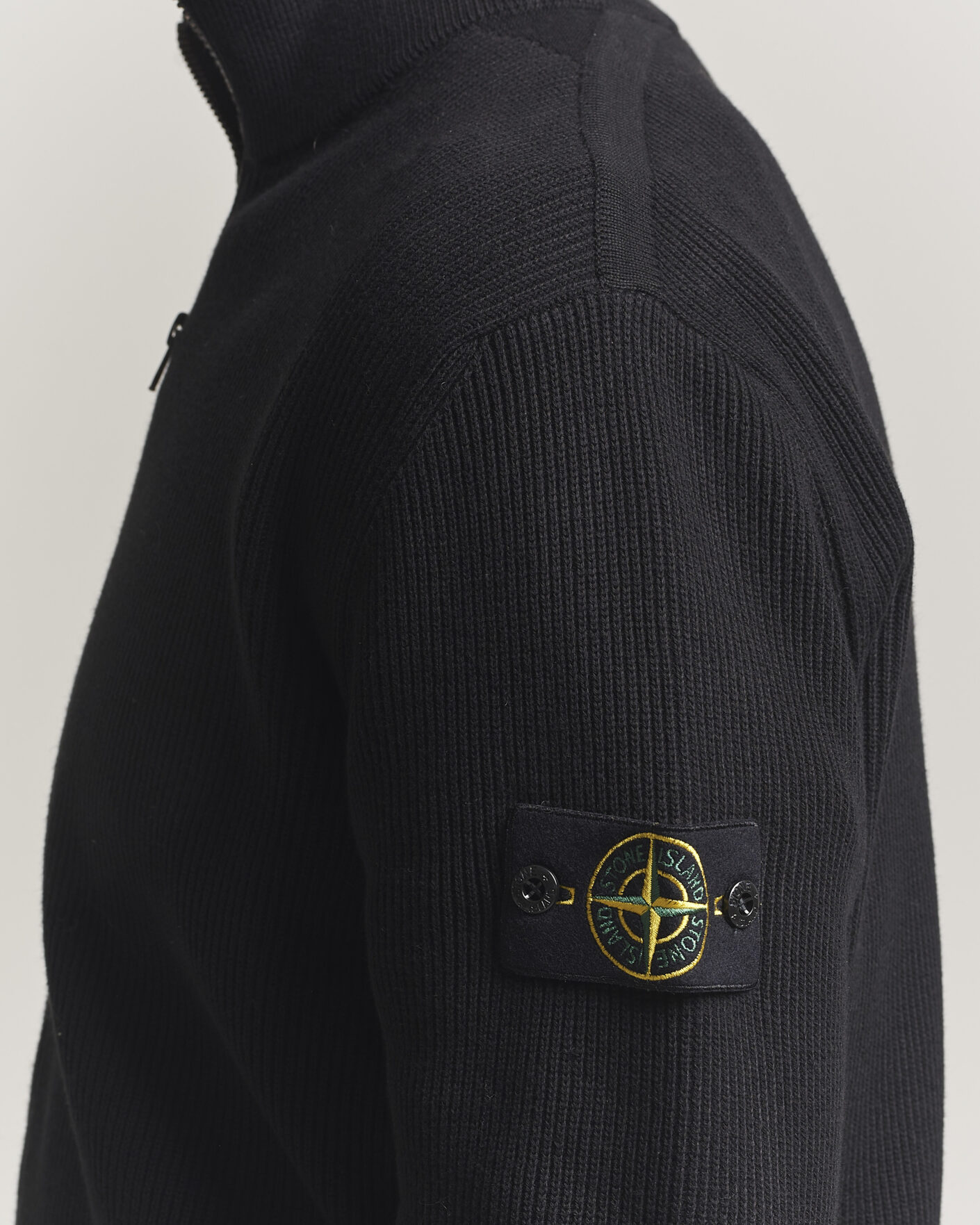 Herre | Gensere | Stone Island | Ribbed Soft Organic Cotton Full Zip Black