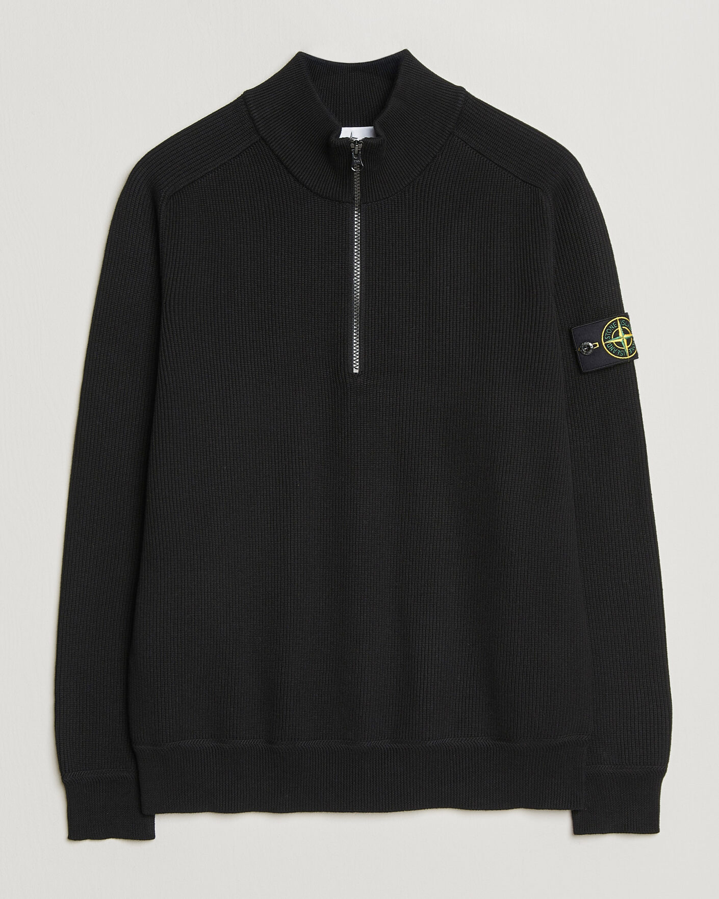 Herre | Gensere | Stone Island | Ribbed Soft Organic Cotton Half Zip Black