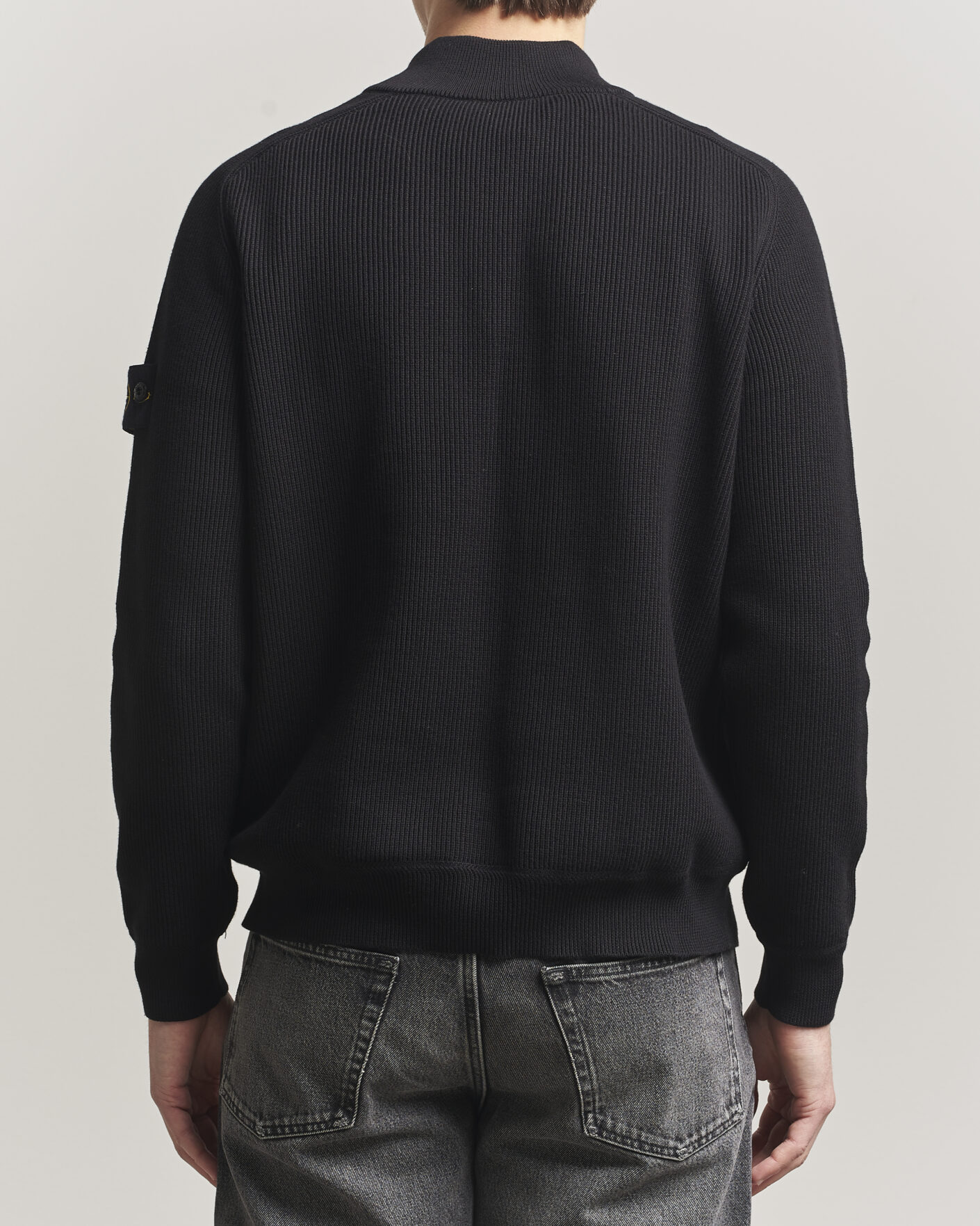 Herre | Gensere | Stone Island | Ribbed Soft Organic Cotton Half Zip Black