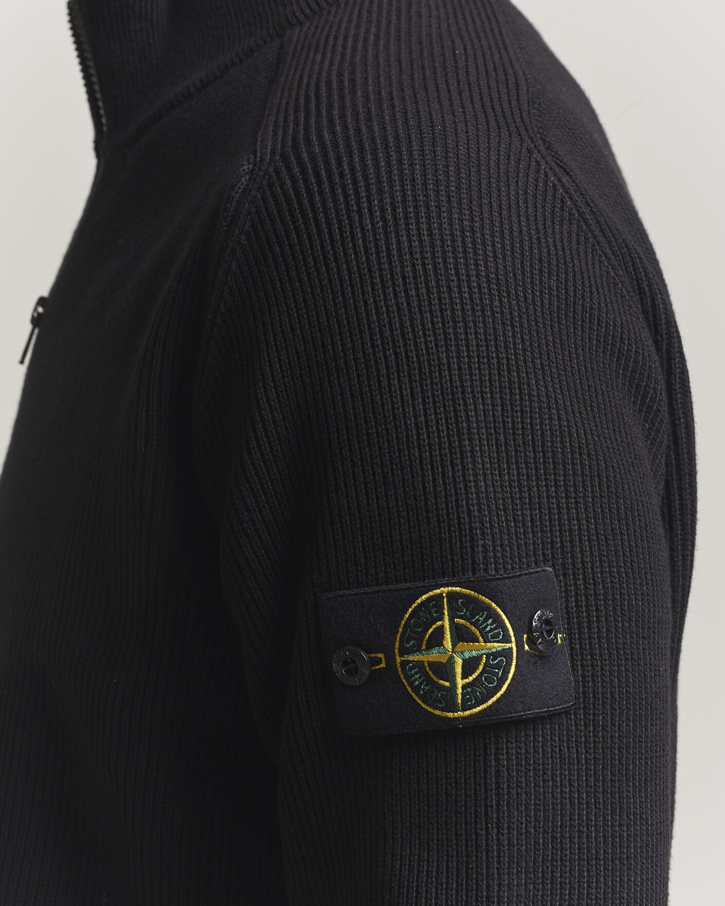 Herre | Gensere | Stone Island | Ribbed Soft Organic Cotton Half Zip Black