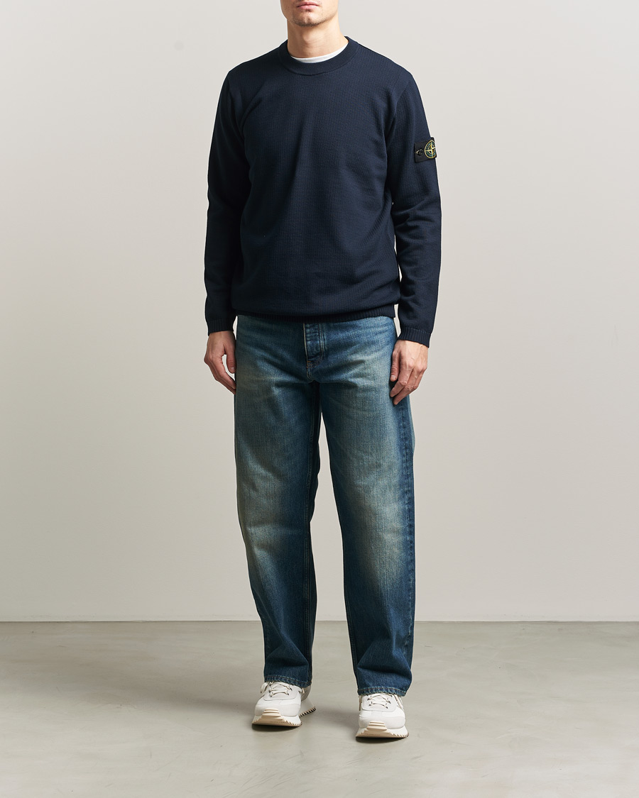 Herre | Gensere | Stone Island | Micro Stitch Soft Organic Cotton Crewneck Navy