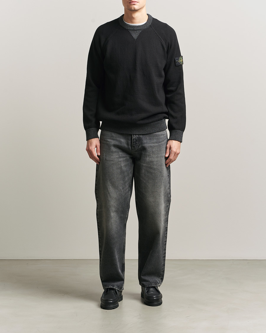 Herre | Gensere | Stone Island | Raw Hand Organic Cotton Raglan Crewneck Black