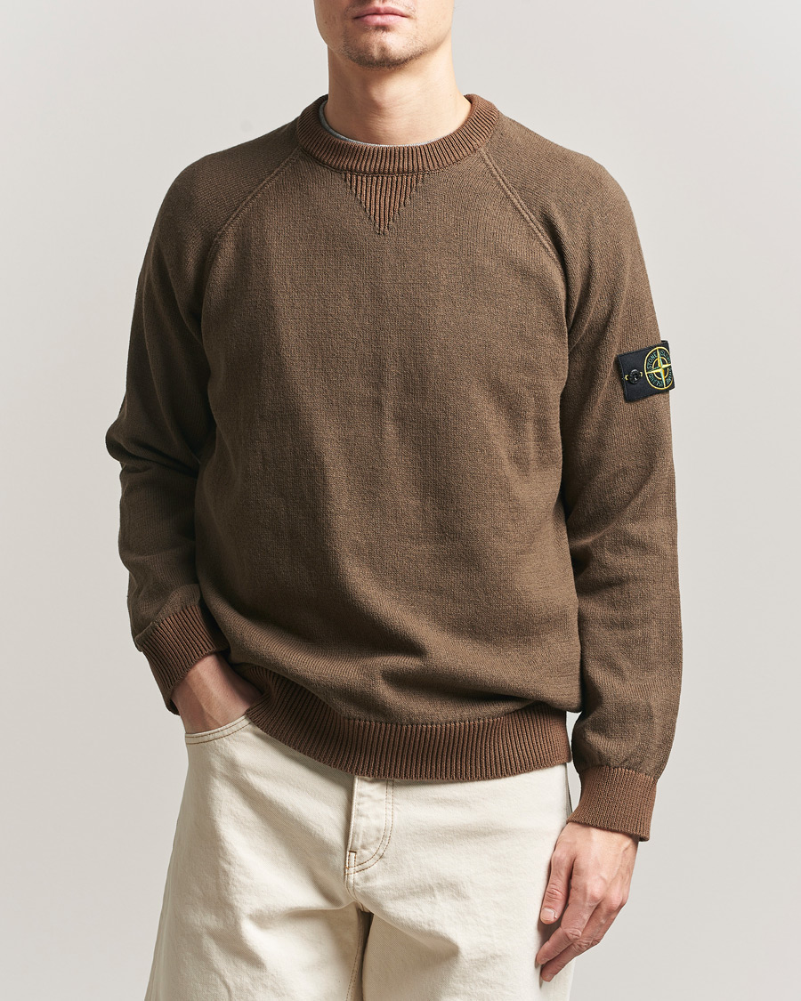 Herre | Gensere | Stone Island | Raw Hand Organic Cotton Raglan Crewneck Umber