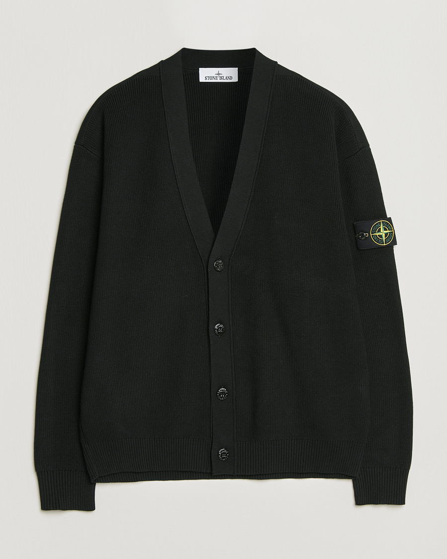 Herre | Gensere | Stone Island | Ribbed Soft Organic Cotton Cardigan Black