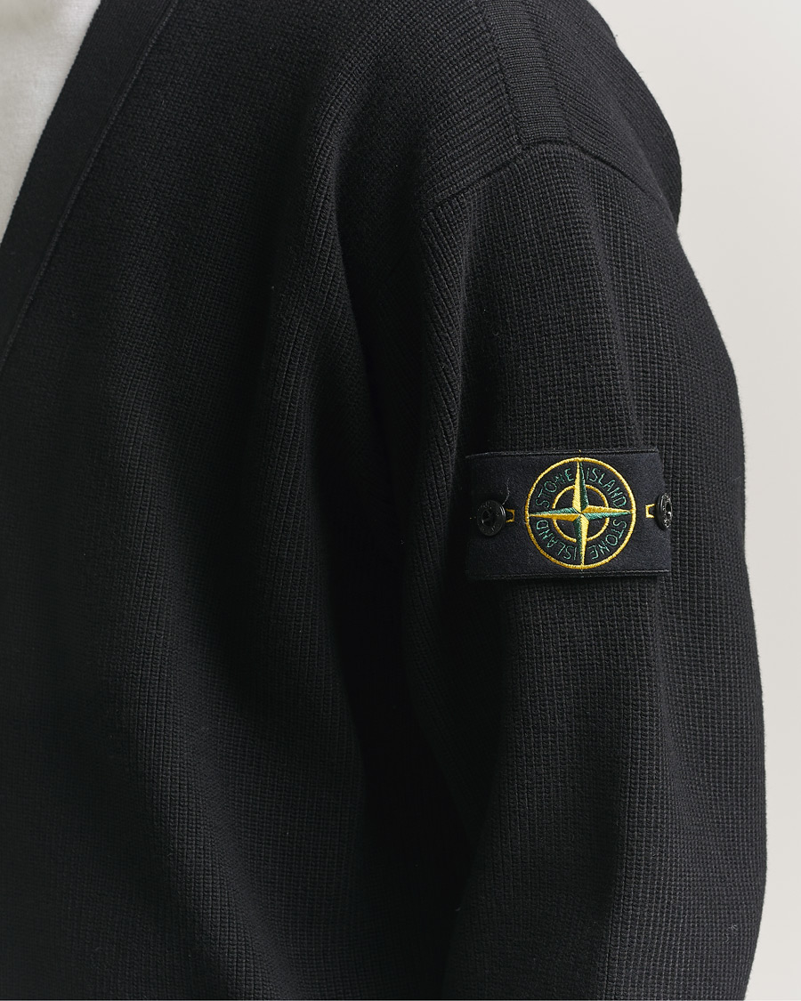 Herre | Gensere | Stone Island | Ribbed Soft Organic Cotton Cardigan Black