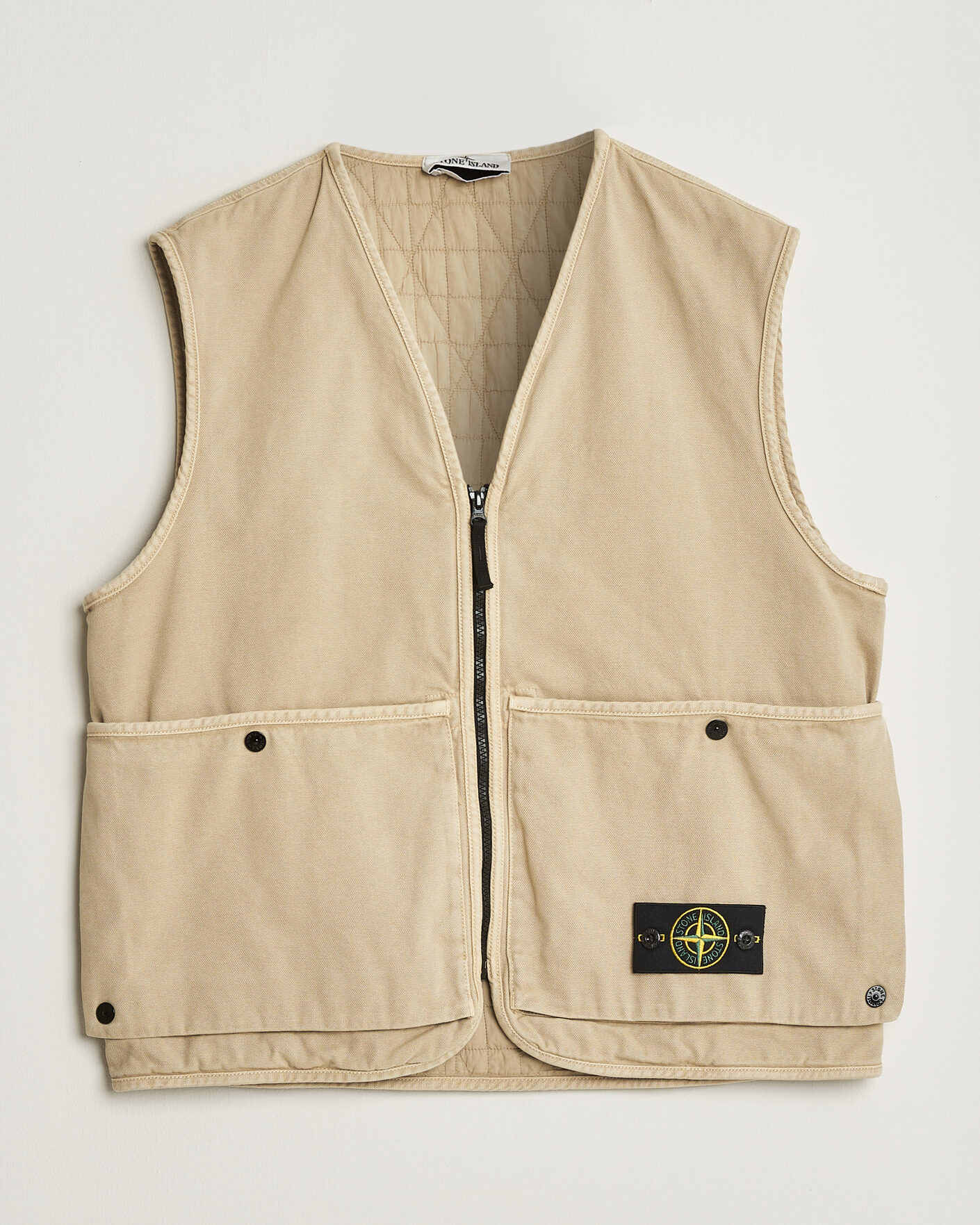 Herre | Vester | Stone Island | Organic Panama Cotton Padded Vest Desert