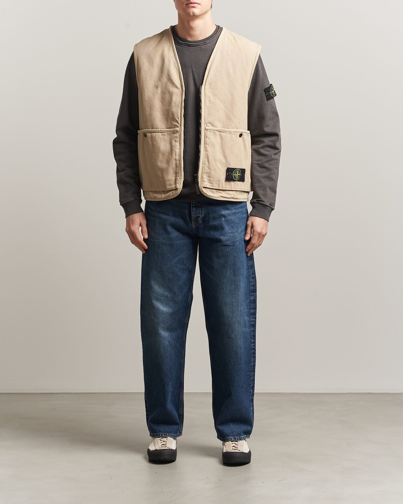 Herre | Vester | Stone Island | Organic Panama Cotton Padded Vest Desert
