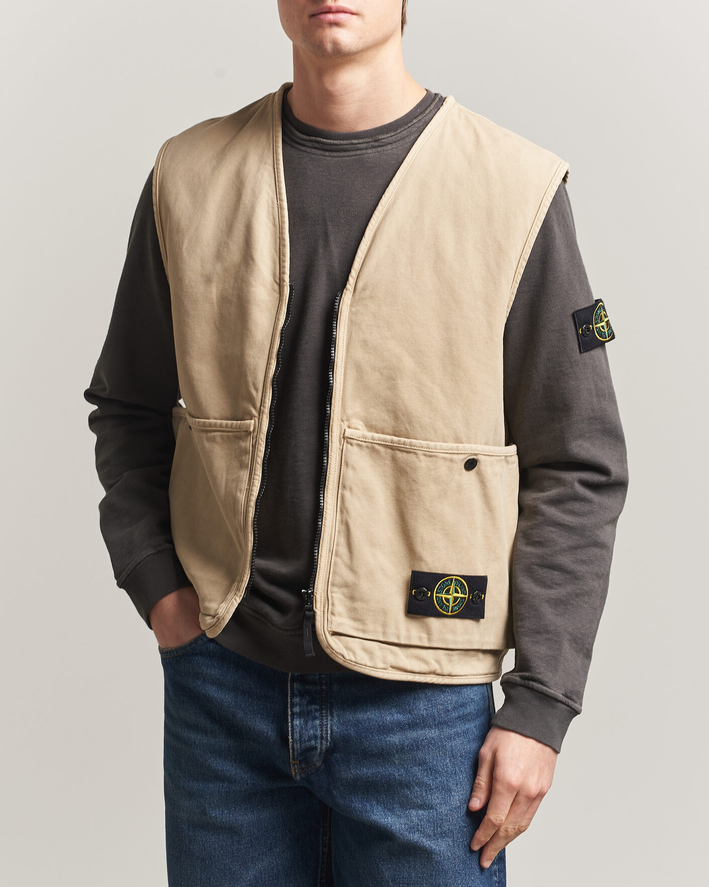 Herre | Vester | Stone Island | Organic Panama Cotton Padded Vest Desert