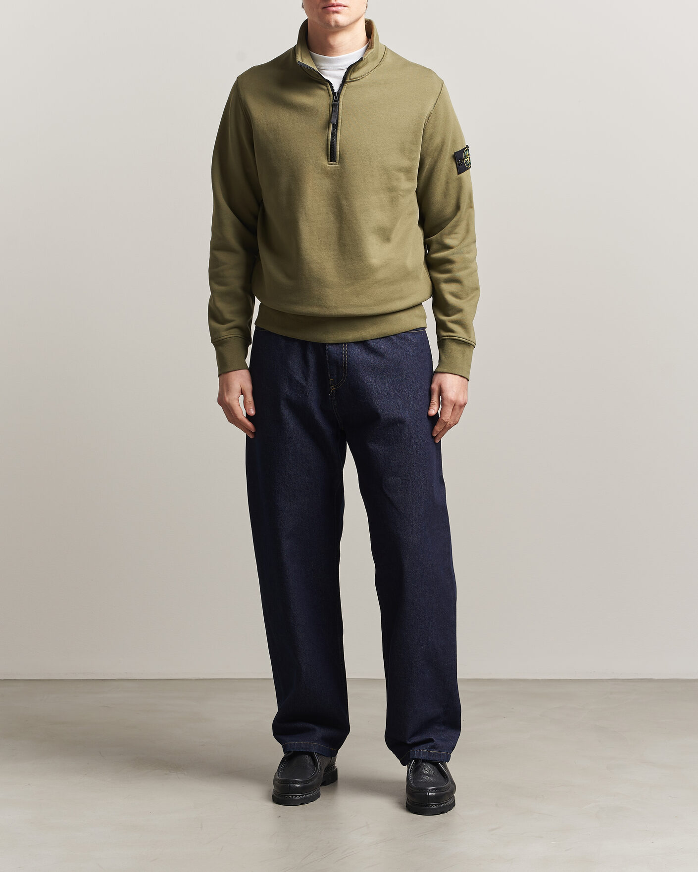 Herre | Gensere | Stone Island | Garment Dyed Fleece Half Zip Military Green