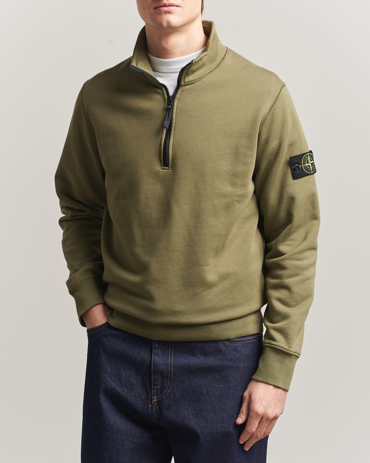 Herre | Gensere | Stone Island | Garment Dyed Fleece Half Zip Military Green