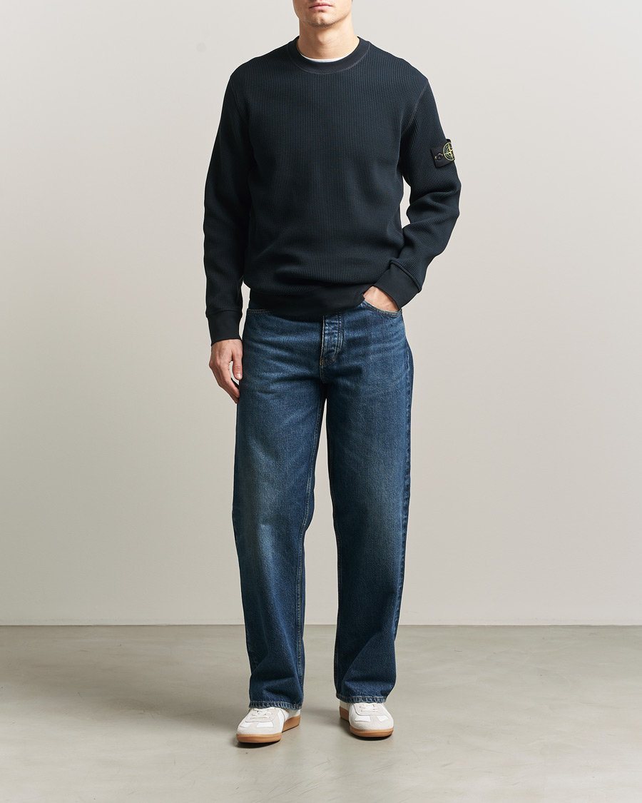 Herre | Gensere | Stone Island | Organic Cotton Waffle Fleece Sweatshirt Navy